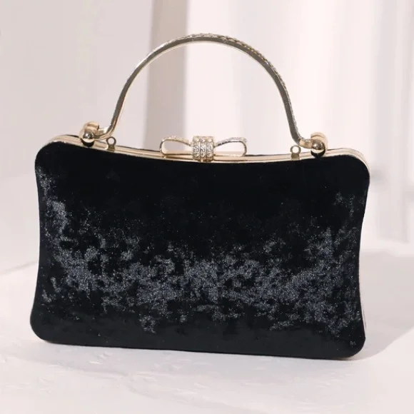 Elegant Black Velvet Handbag - Picture 1 of 6